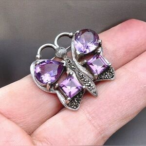 🌺 Vintage Sterling & Amethyst Butterfly Brooch